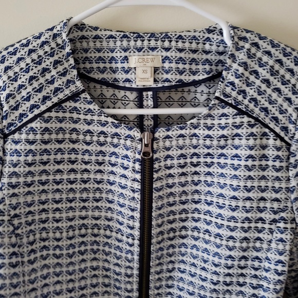 J. Crew navy & white pattern zip up Blazer - Picture 2 of 5